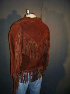 VTG 1960s Suede Leather Buckskin Frontier/Hippie Fringe Jacket/Coat 