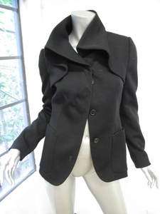Prada Black Long Sleeve Hidden Button Down Thick Jacket 40  