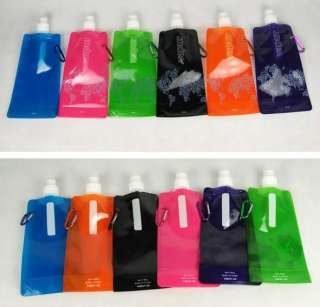   Reusable Water Bottle Bag W/Carabiner 16oz/480ml Sports Hiking  