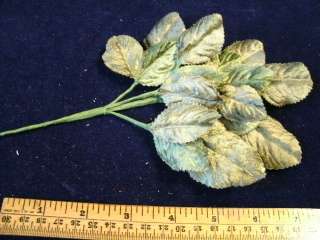 Millinery Flower Velvet Leaf 18pc Lot Shaded Green K16  