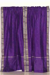 Indo Purple Rod Pocket Sari Sheer Curtain (43 in. x 84  
