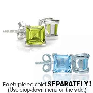 5MM Natural Peridot or Blue Topaz Square Shape 925 Sterling Silver 