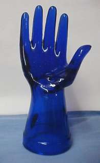 Blue Depression Glass Hand Ring Jewelry Holder New  