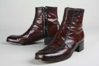 Vintage Florsheim Brown Leather Ankle Beatle Biker 9.5 C Boots  