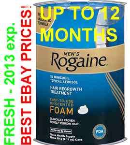 Mens Rogaine Minoxidil Foam   Up to 12 months HAIR GROWTH (Rogain 