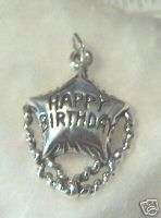 Sterling Silver Happy Birthday Star Mylar Balloon Charm  