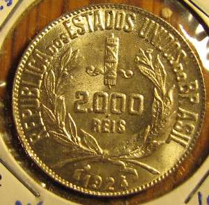 1924 brazil 2000 reis silver UNC BU  
