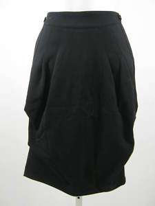 ZENOBIA Black Wool Straight Gathered Skirt Sz 2  
