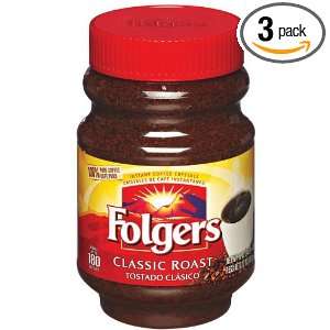 Folgers Classic Roast Coffee Instant, 12 Ounce, (Pack of 3)  