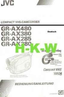 Bedienungsanleitung JCV Compact VHS Camcorder JVC GR AX 480; JVC in 