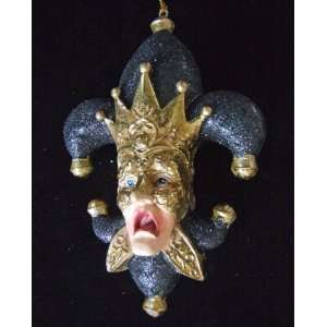   Lis Black & Gold Royal Face New Orleans Mardi Gras Ornament Christmas