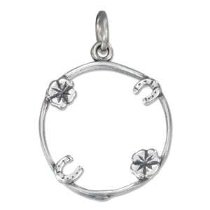  Sterling Silver Antiqued Four Charm Lucky Penny Holder. Jewelry