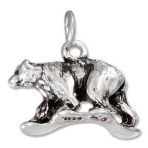  Sterling Silver Antiqued Three Dimensional Walking Bear 