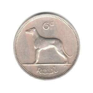  1964 Ireland Sixpence Coin KM#13a   Irish Wolfhound 