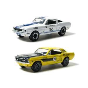  Racer 2 Pack  1965 Shelby GT 350 1/64 White #155 & 1967 Ford Mustang 