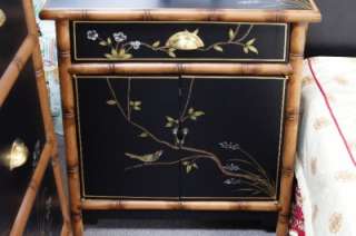 Matte Black Chinoiserie Lacquer Bedroom Set King Size  