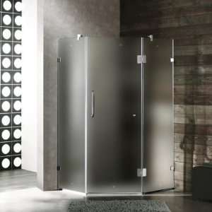  38 Inch x 38 Inch Frameless Neo Angle 3/8 Inch Frosted/Chrome Shower 