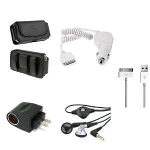 5in1 Car Charger+Leather Case+USB Cable+3.5mm Stereo Handsfree Headset 