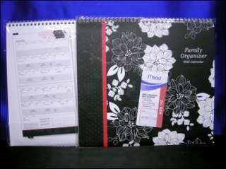 Mead Family Organizer Wall Calendar 2012   Cool Black White & Red 