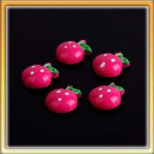   Pink Fruit Lovely Apple Resin Nail Art Sticker NEW Cute 5pcs Beauty