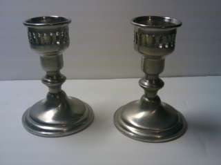 vintage PEWTER CANDLE HOLDERS EMPIRE 5 PAIR  