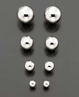 14K White Gold Ball Stud Earrings (4   10 mm)