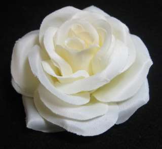 Crisp Ivory Rose Hair Flower Clip  