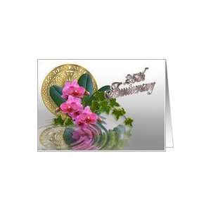  25Th Wedding Anniversary invitation elegant orchids Card 