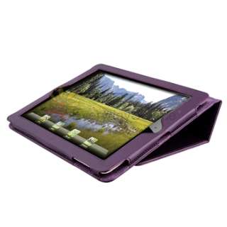 PURPLE LEATHER SMART COVER CASE STAND CASE FOR IPAD 2  