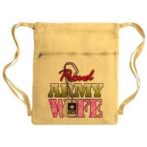    Messenger Bag Sack Pack Yellow Proud Army Wife: Everything Else