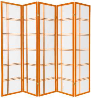 ft. Tall Double Cross Shoji Screen Orange 5 Panel  