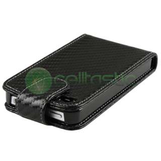 Black Leather Case Cover+Privacy Protector Accessory For iPhone 4 4G 