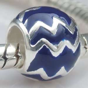 Aquarius Blue Enamel Authentic 925 Sterling Silver Charm Fits Pandora 