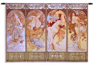 Les Saisons Mucha Tapestry Art Nouveau Four Seasons  