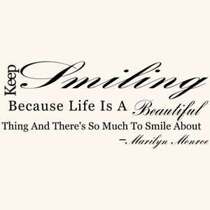  Keep Smiling Marilyn Monroe Quote Wall Decal Sticker Home 
