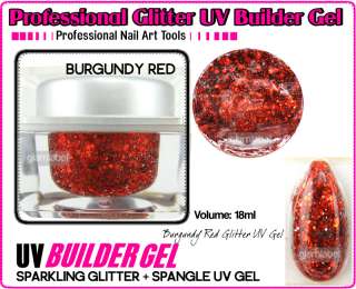 BURGENDY RED GLITTER 18ML UV BUILDER GEL NAIL NA139 6  
