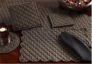   Country Black Tan Kettle Grove Plaid Scalloped Table Runner Home Decor