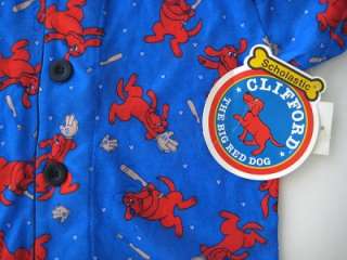 NWT Clifford The Big Red Dog Pajama Shirt Boys Size 5   Baseball 