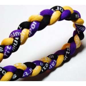   Purple/Yellow/Black Titanium Sport Tornado Baseball/Softball Necklace