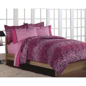   Black Wild Zebra Twin Comforter Set (5 Piece Bed In A Bag) Home