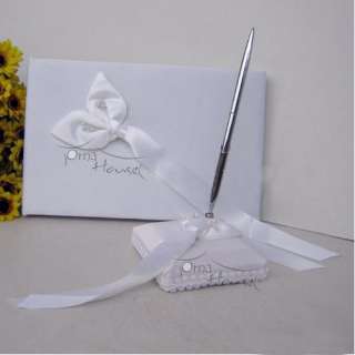  Wedding Bridal Guest Book and Pen Set White Calla lily Flower  