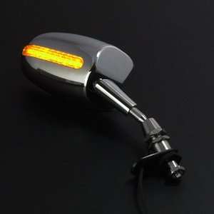 com Chrome Motorcycle Sport Bike Racing Mirror with LED Turn Signals 
