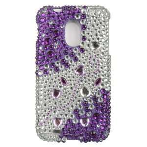VMG Purple Silver Rhinestone Design Hard 2 Pc Plastic Bling Case Cover 