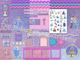   OWN DIGITAL SCRAP BOOK PAGES WITH THE EVER POPULAR CINDERELLA