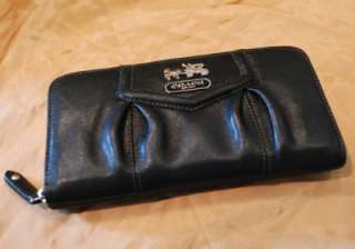 COACH Madison Black All Leather Zip Around Wallet NEW  