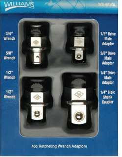 NEW 4 PIECE RATCHETING COMBO SOCKET WRENCH ADAPTER SET  