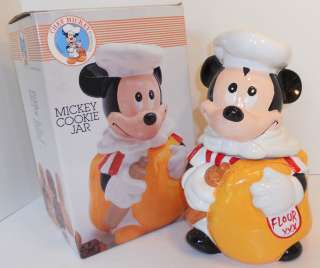 Disney Mickey Mouse Cookie Jar Flour Chef Mickey NIB Ceramic Hand 