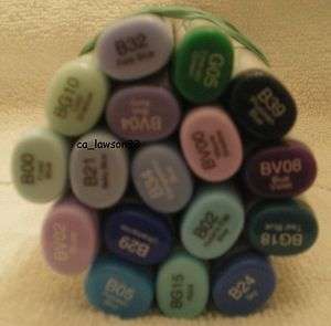 COPIC SKETCH MARKERS lot of 17 BLUES  