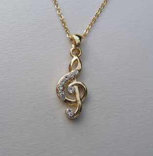 HIGH QUALITY GOLD PLATED Music Symbol Note NECKLACE  