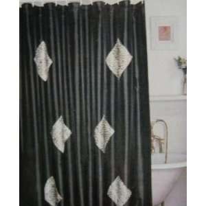  Cheetah Fabric Shower Curtain Black With Faux Fur Patches 